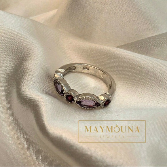 925 Sterling Silver Natural Gemstone Ring - Picture 3 of 5